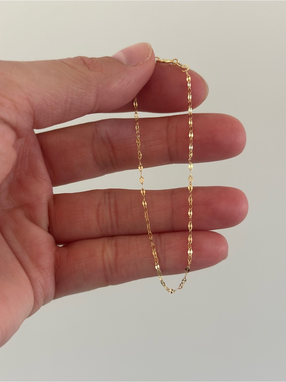 10K Gold Mirro Link Bracelet - Women’s Minimalist Jewelry